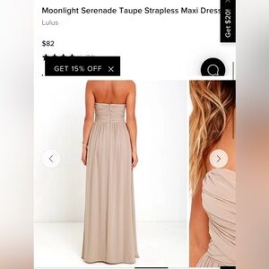 Taupe strapless maxi dress